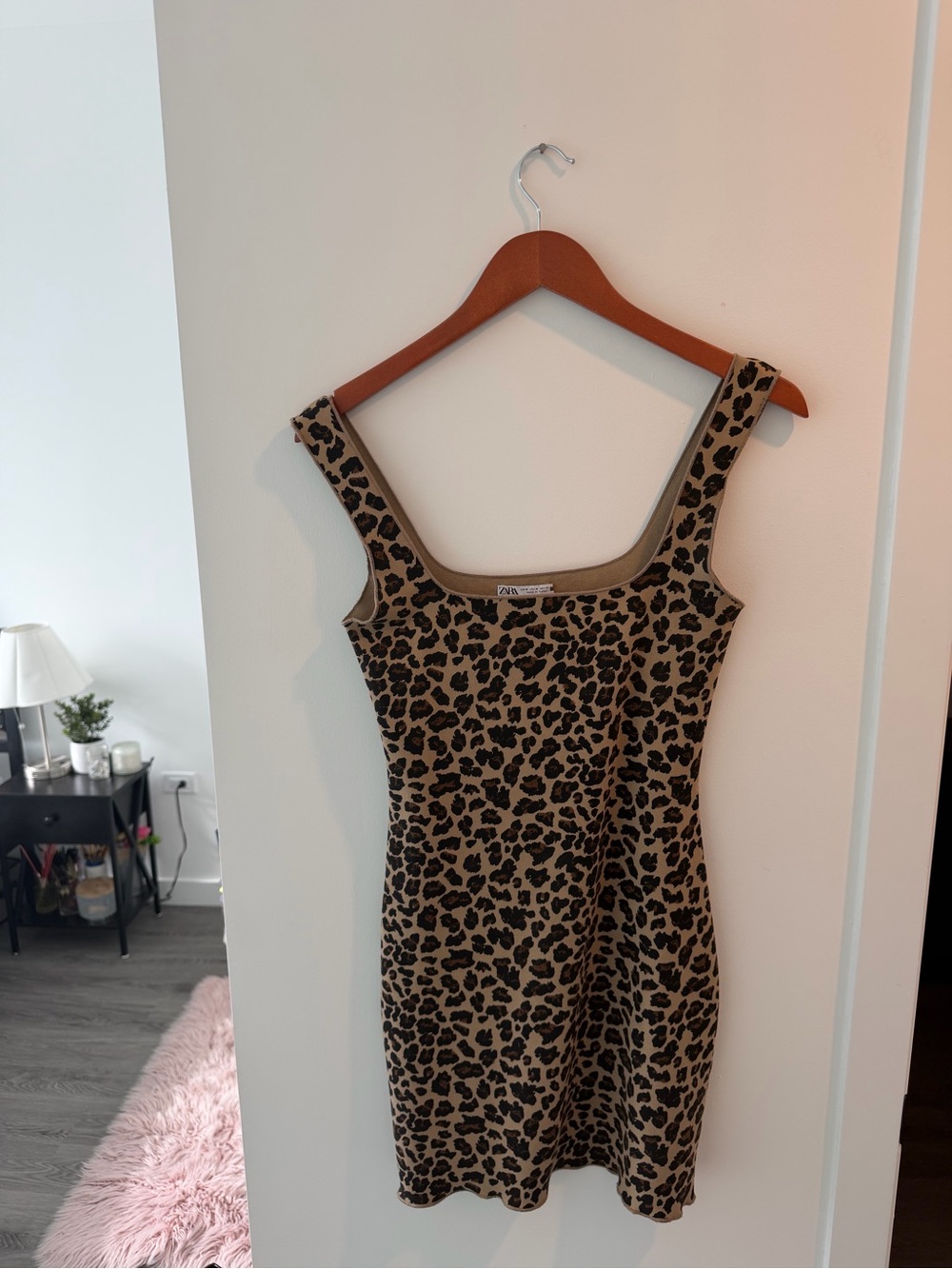 Zara Leopard Print Mini Dress Square Neck Sleeveless